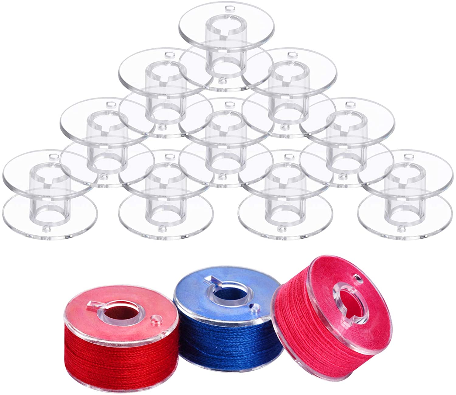 Twin Needle Stretch - 20/50 SZTUK przezroczystych plastikowych szpul do
