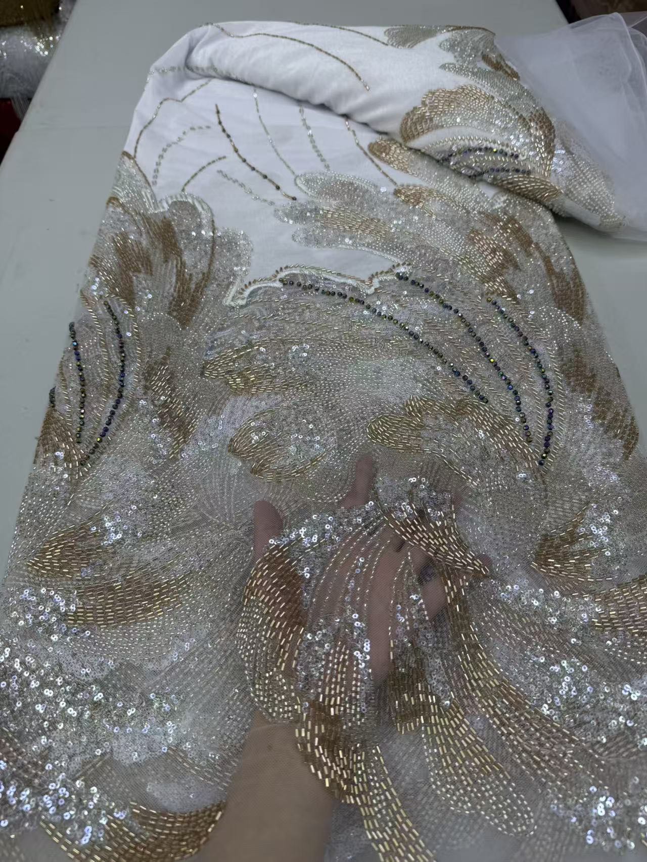 Sewing Velvet Fabric - Tkanina koronkowa z tiulu z cekinami