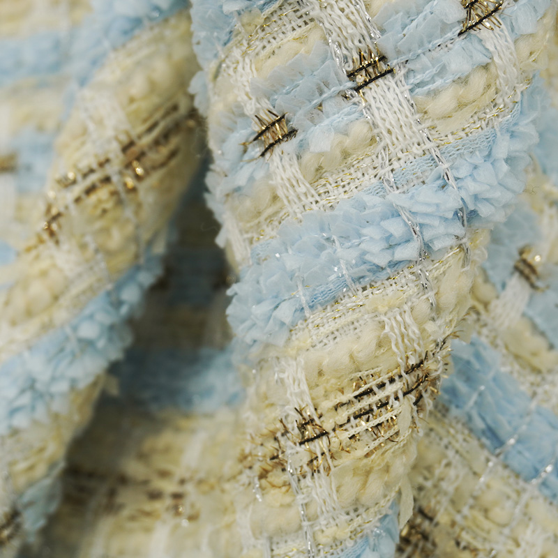 Jasnoniebiesko-beżowa tkanina  – Sewing Tweed recenzja i cena